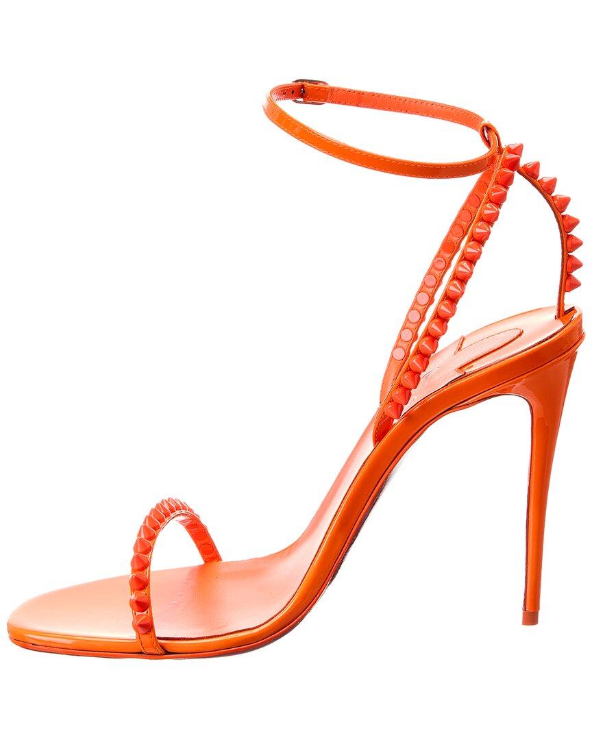 Christian Louboutin Double L 100 Patent Leather Sandals in Orange