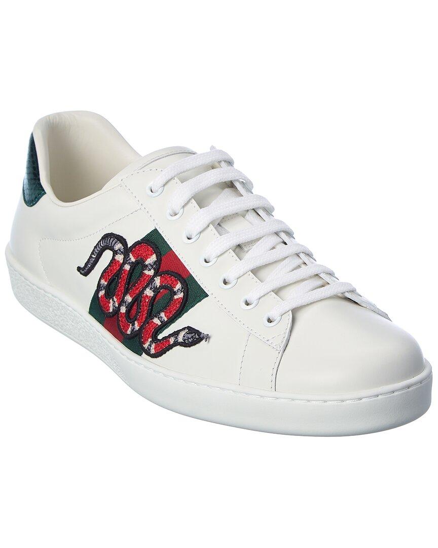 Gucci Leather Ace Embroidered Sneaker in White for Men - Save 47% | Lyst