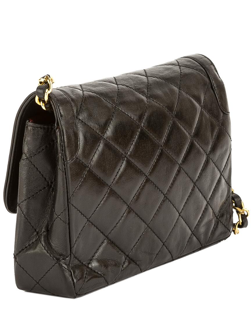 chanel quilted lambskin flap bag black
