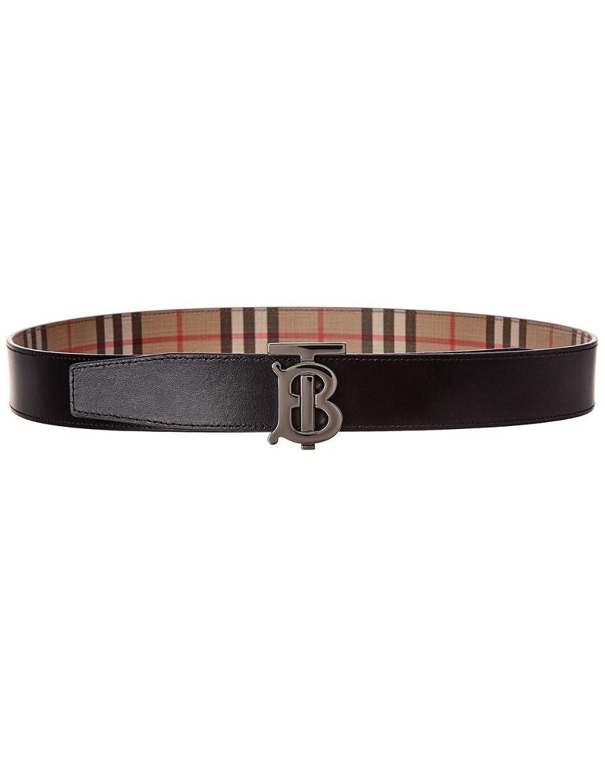 Burberry Monogram Reversible Vintage Check E-canvas & Leather Belt for ...