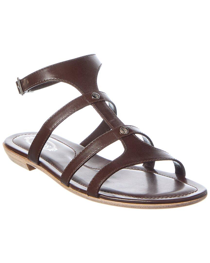 新品未使用！送料込み★TOD'S★Leather Flat Sandals Woman BLACK Sandals in Leather XXW11K0FH50GOC39B999 | Tods
