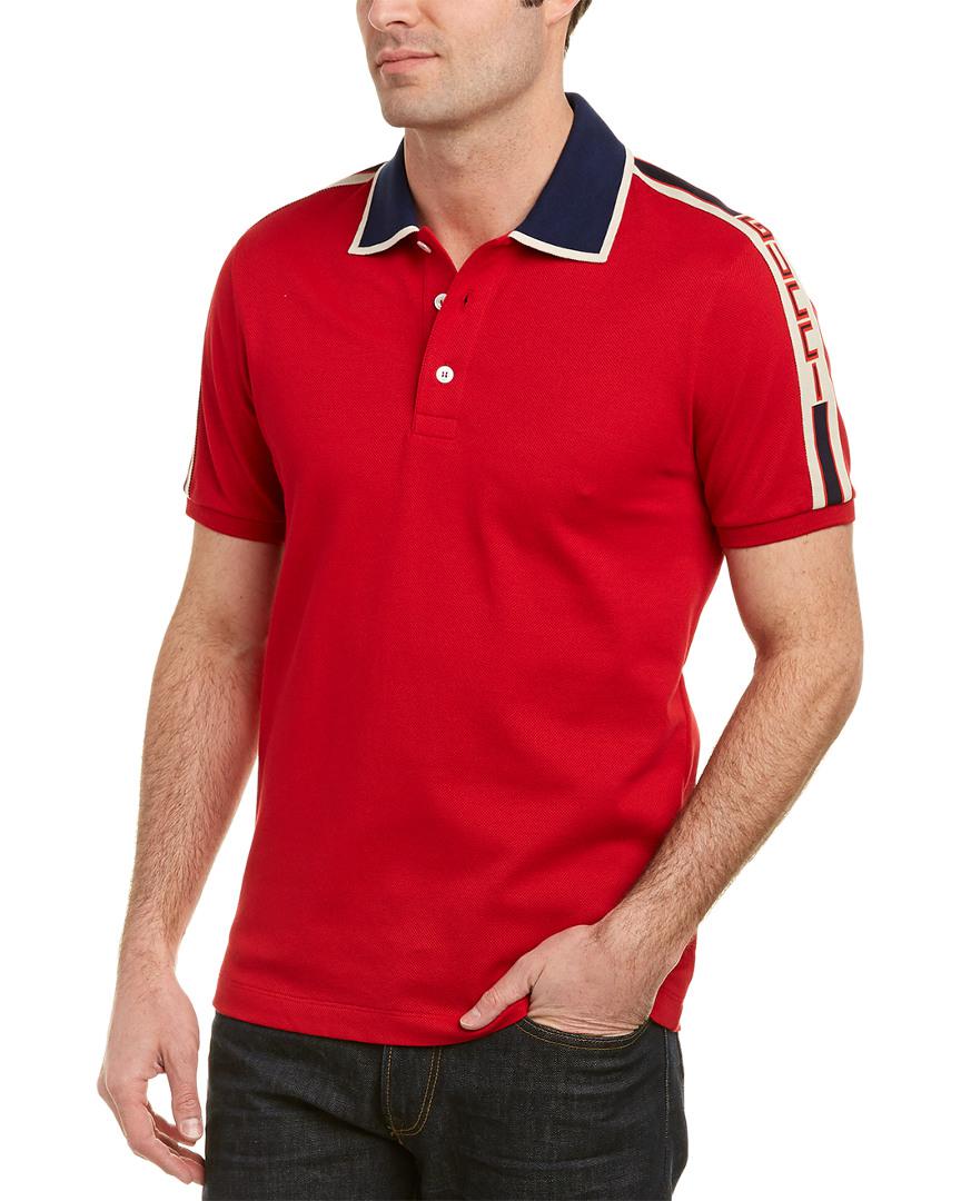 Gucci Stripe Cotton Polo Shirt in Red for Men - Lyst