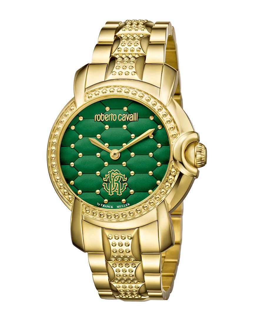 Roberto Cavalli Womens Gold Watch With Green Dial in Metallic | Lyst