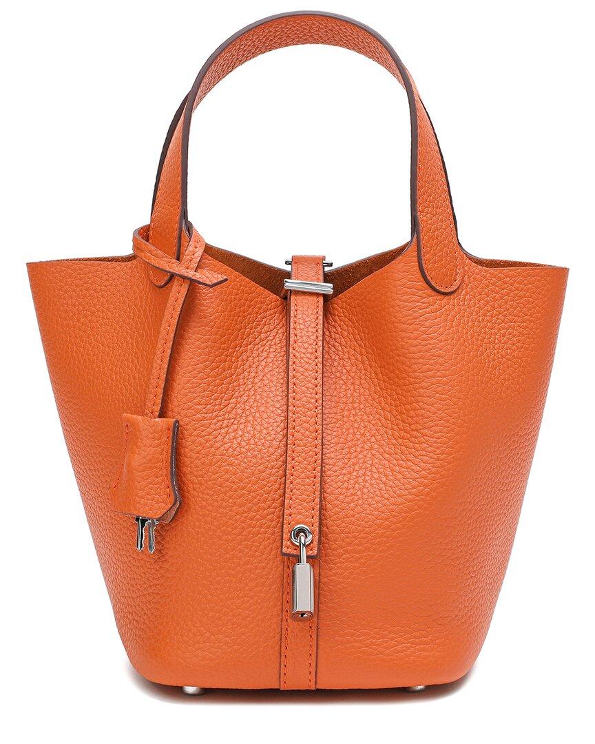 Tiffany & Fred Full-grain Leather Top Handle Bag in Orange | Lyst