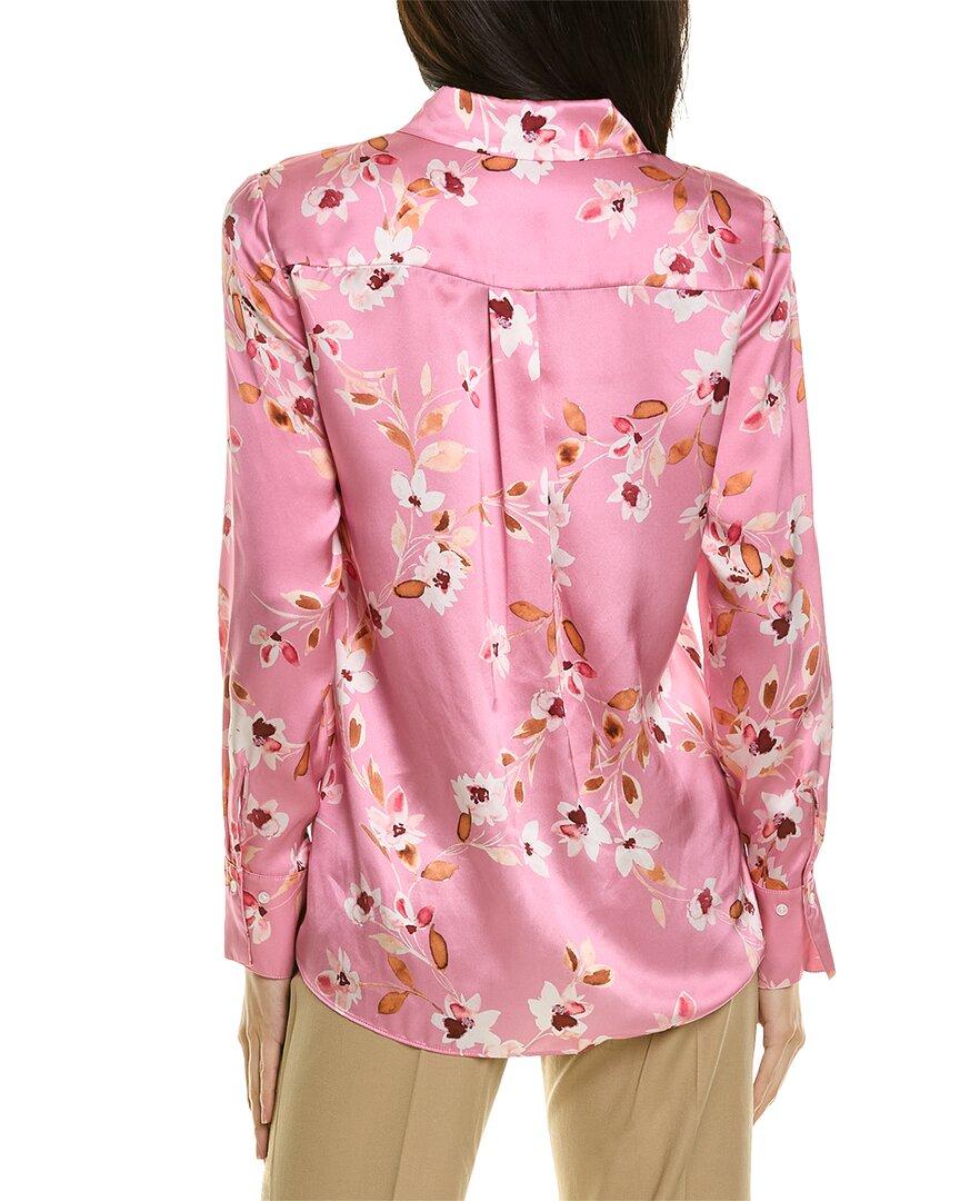 Elie Tahari Field Floral Satin Silk Blouse in Red | Lyst