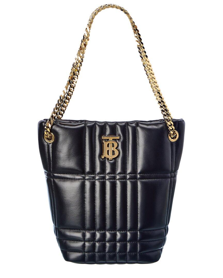 Burberry Lola Small Quilted Leather Bucket Bag in Black | Lyst