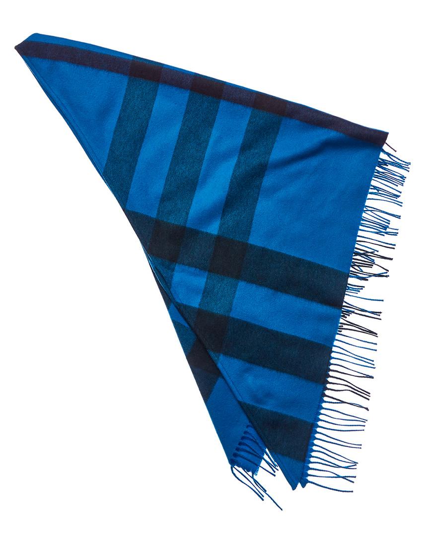 Burberry Bandana Check Cashmere Scarf in Blue - Lyst