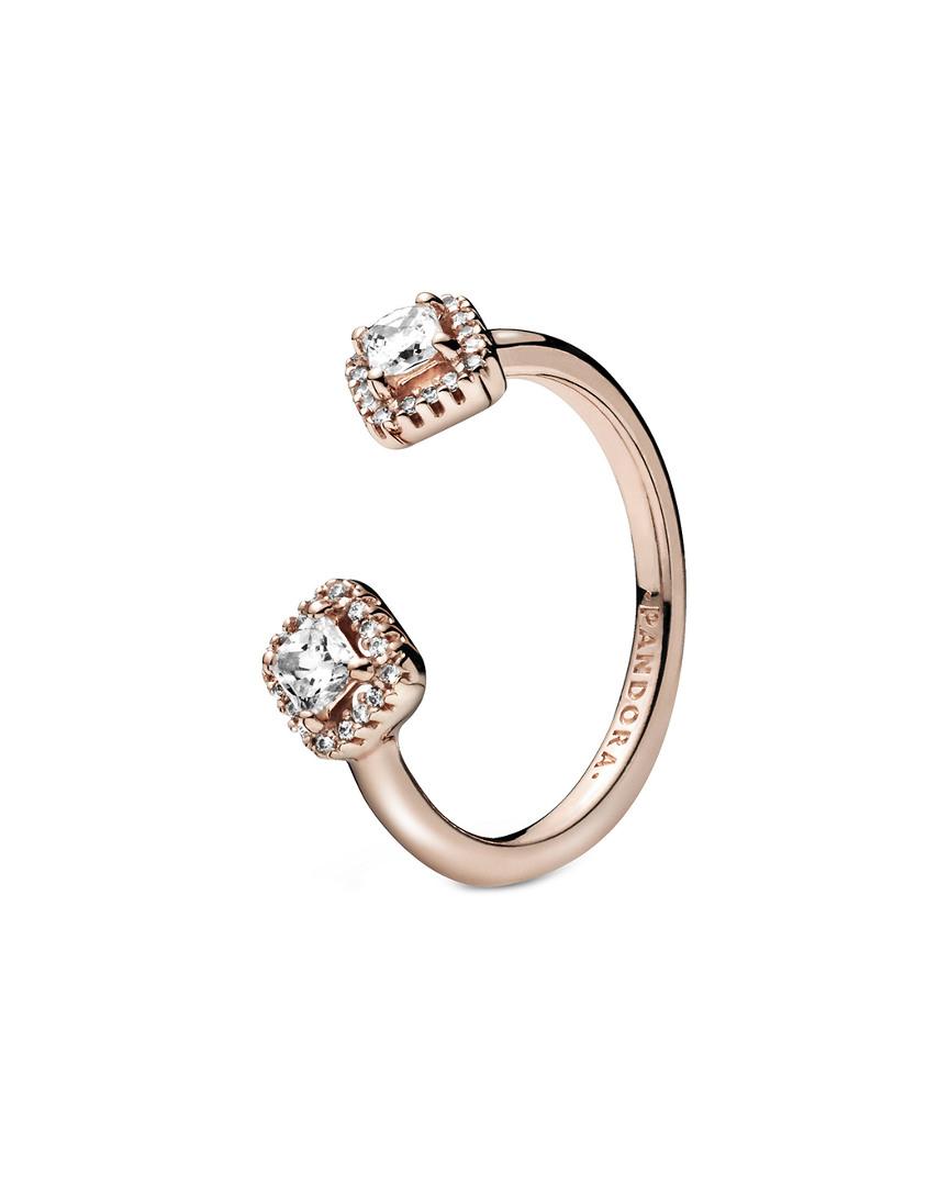 PANDORA Rose 14k Rose Gold Plated Square Sparkle Open Cz Ring in Metallic |  Lyst