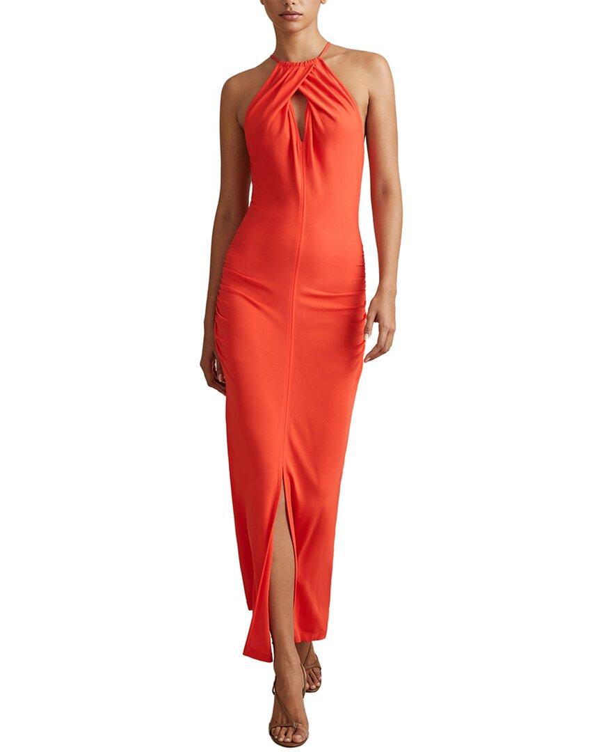 reiss red halter dress Reiss Petite Whipstitch Halterneck Midi Dress in Red