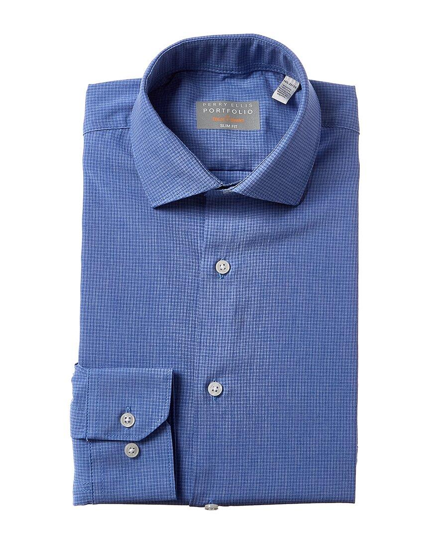 Perry Ellis Tech Slim Fit Dress Shirt in Blue for Men | Lyst