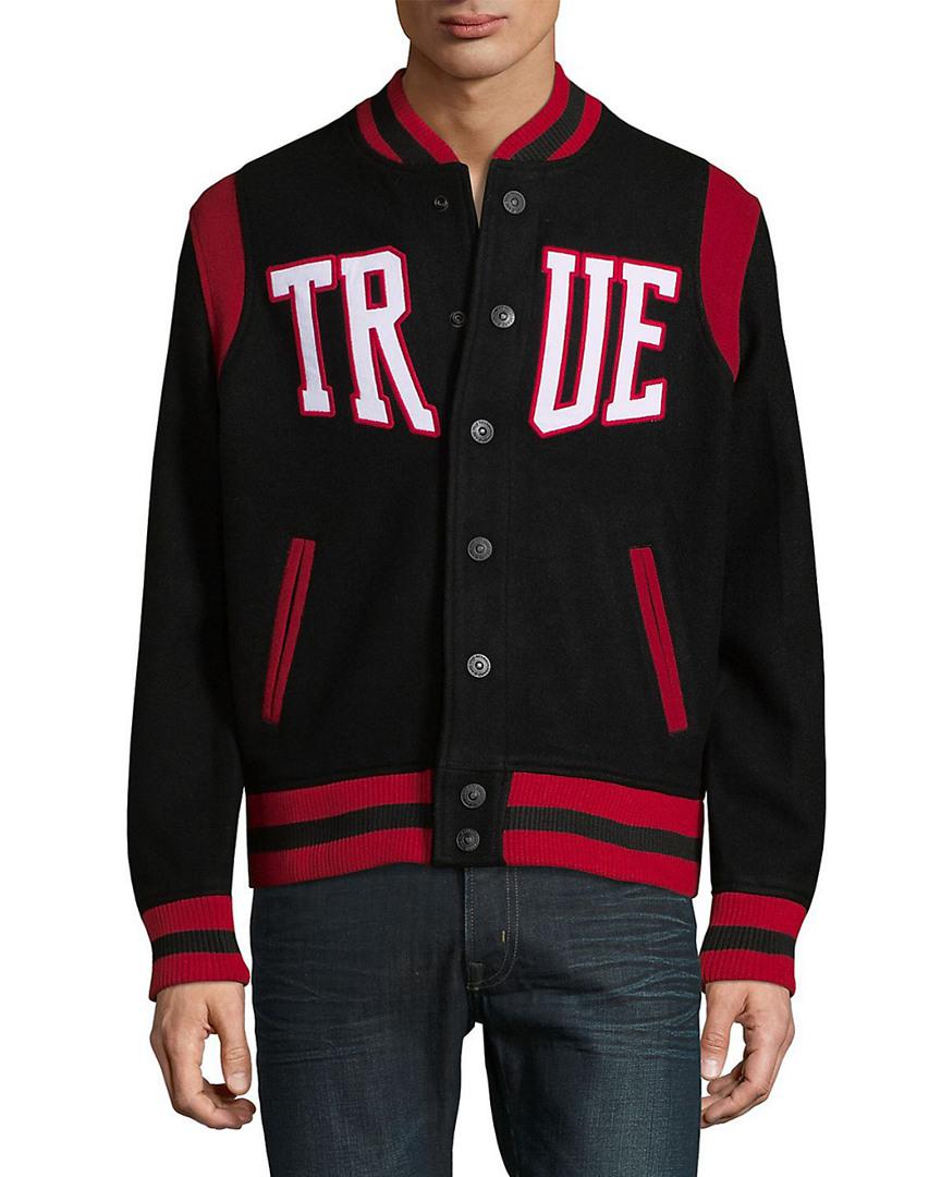 true religion varsity jacket red