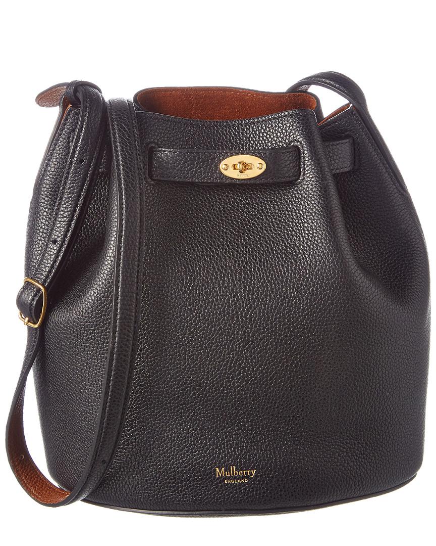Mulberry Abbey Small Classic Grain Leather Bucket Bag in Black - Lyst