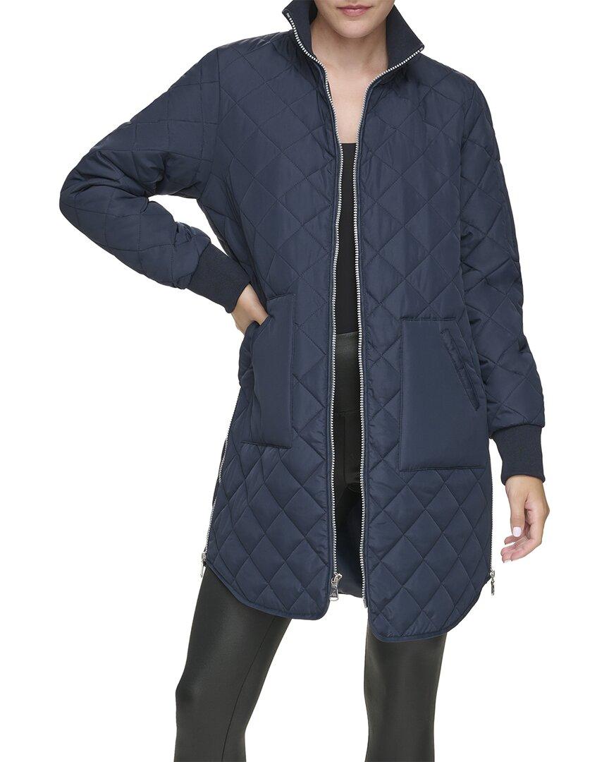 Marc New York Andrew Marc Quilted Longline Jacket L in Blue Lyst