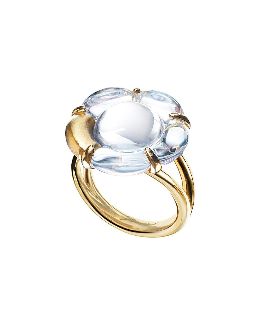 Baccarat B Flower 18k Over Silver Crystal Ring in Metallic Lyst