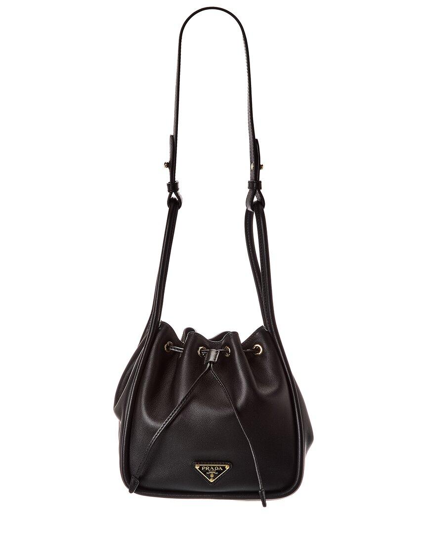 Prada Darling Mini Leather Bucket Bag in Black | Lyst