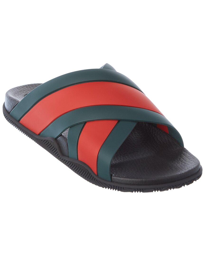 Gucci Rubber Slide Sandal With Web in Red for Men | Lyst