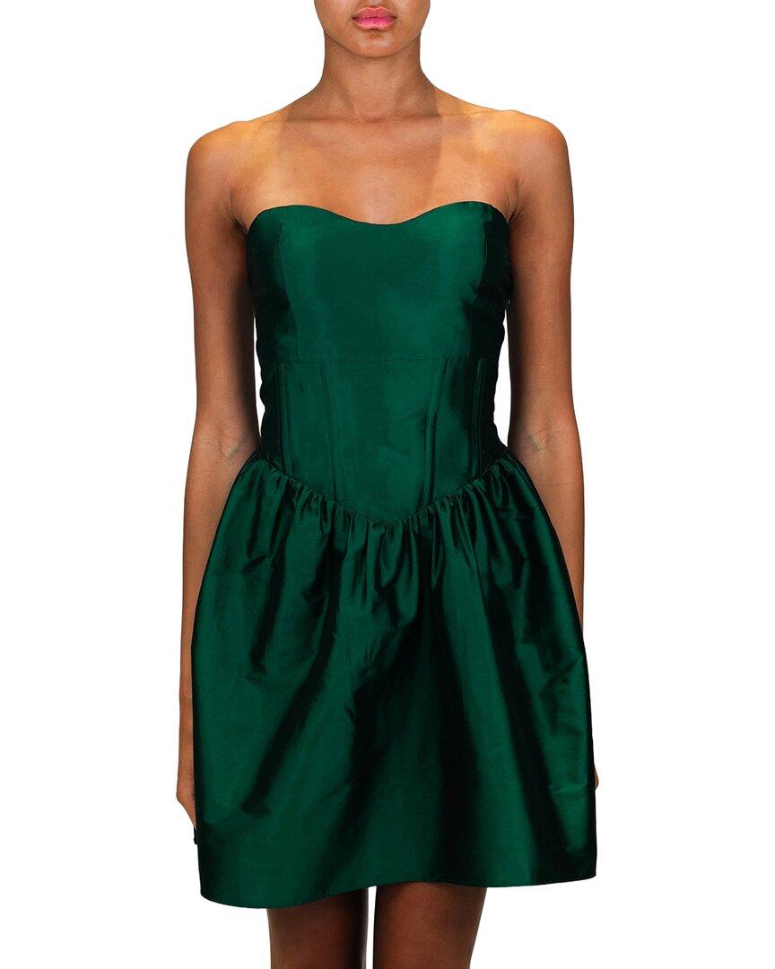 azeeza green dress Azeeza Rory Silk Midi Dress In Green