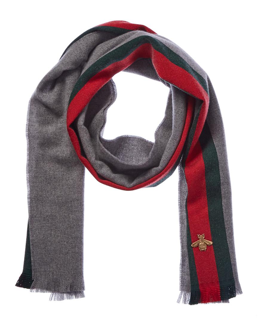 gucci wool cashmere scarf with web