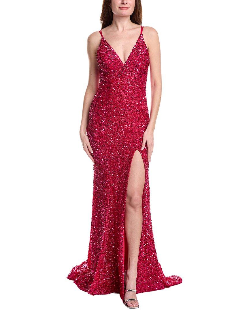 strapless open back dress V-Neck Long Tulle A-Line Prom Dress with Sequin Bodice Red / 18 main image 0