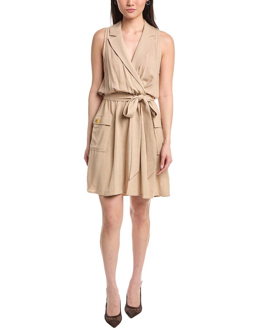 L'Agence Cosima Military Linen-Blend Mini Dress in Natural | Lyst