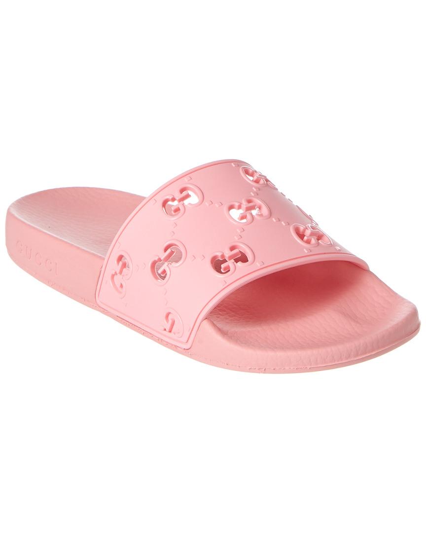 gucci pink rubber slides