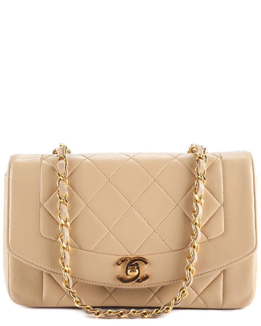 Chanel Beige Quilted Lambskin Leather Small Diana Single Flap Bag, Never  Carried in Natural