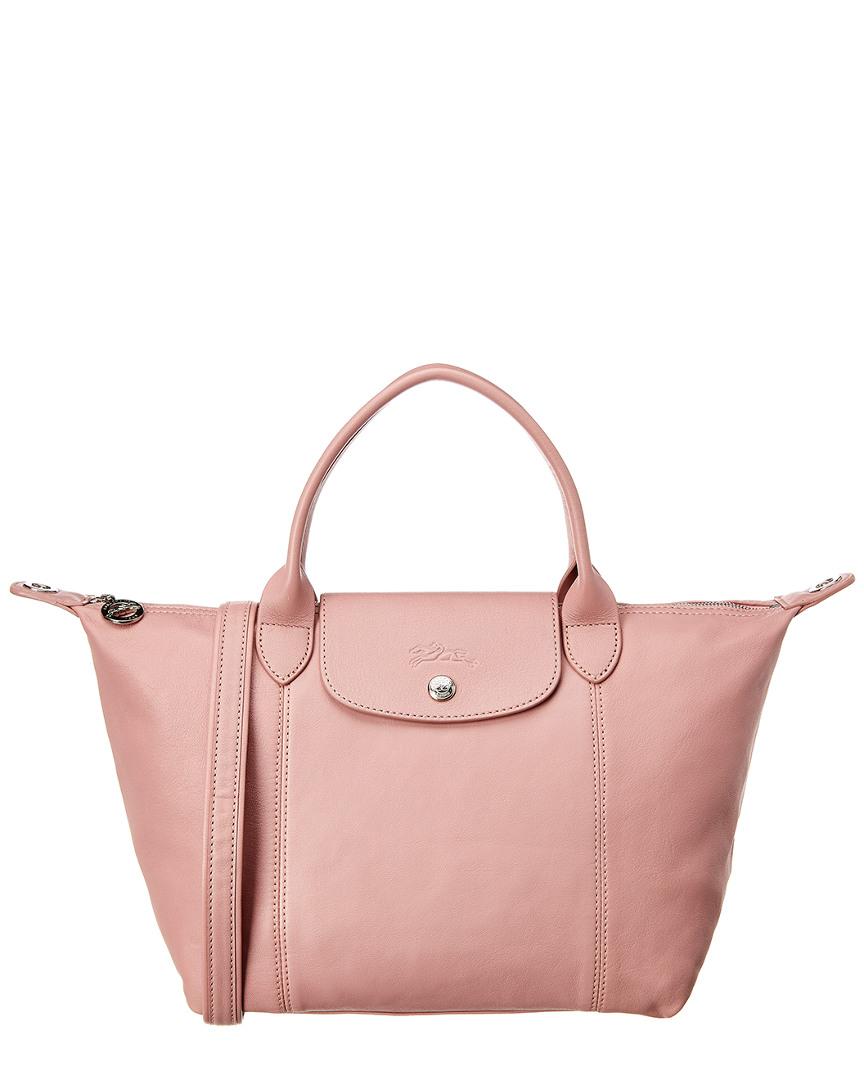 Longchamp Le Pliage Cuir Small Leather Short Handle Tote in Pink | Lyst