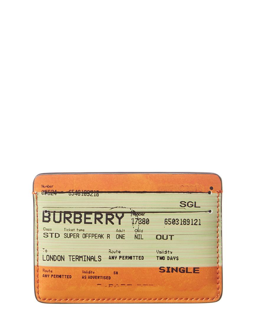 Train Ticket Print Leather Card Case 