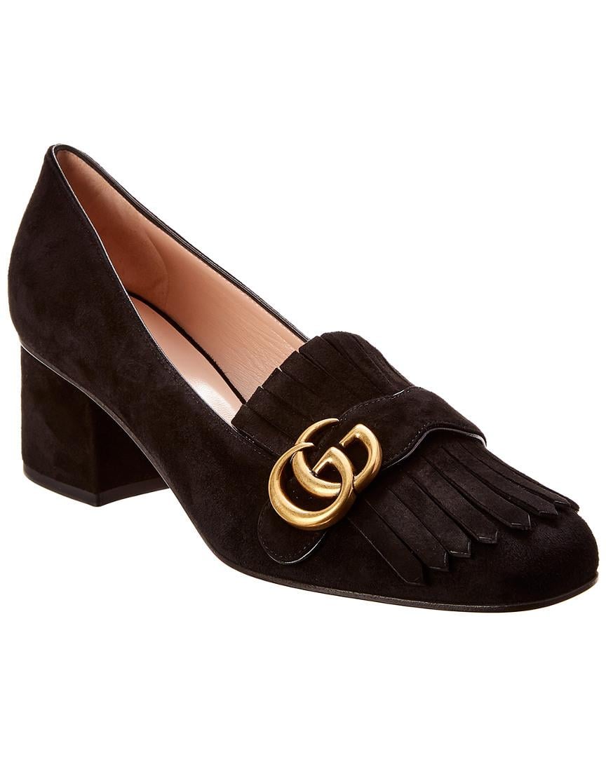 Gucci Marmont Fringed Suede Loafers in Black - Lyst