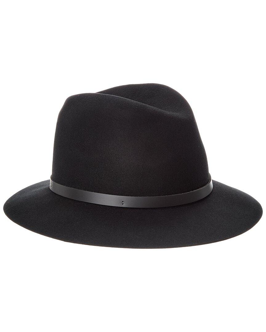 Rag & Bone Floppy Brim Leather-Trim Wool Fedora in Black | Lyst display picture 1