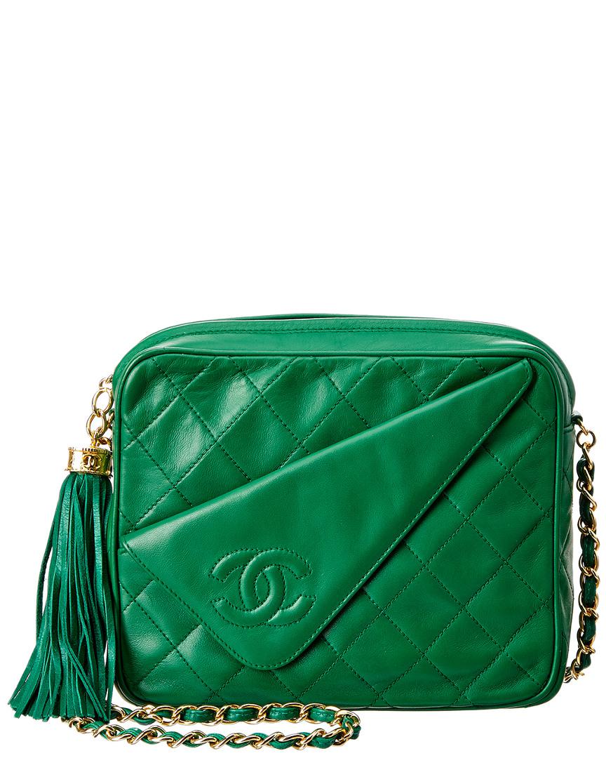 Chanel Mini Rectangular Flap Bag Green Lambskin Light Gold Hardware
