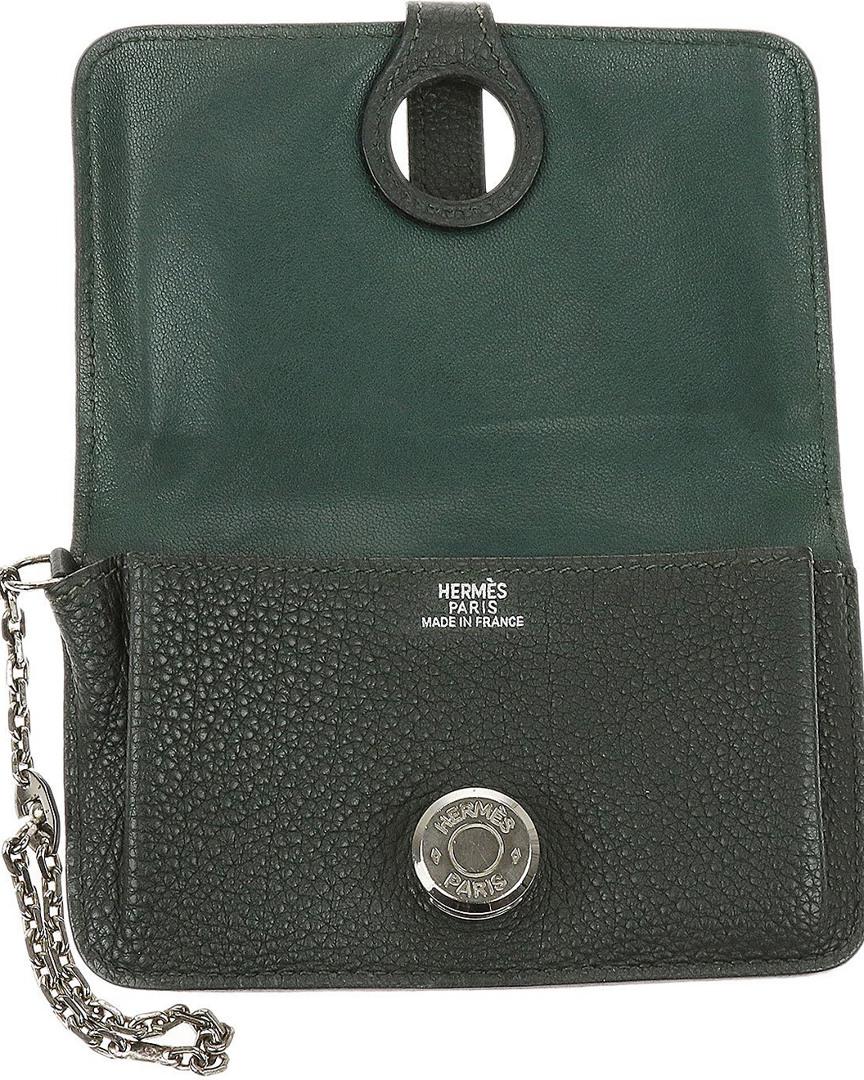 Hermès Dark Green Togo Leather Dogon Key Pouch Card Case | Lyst