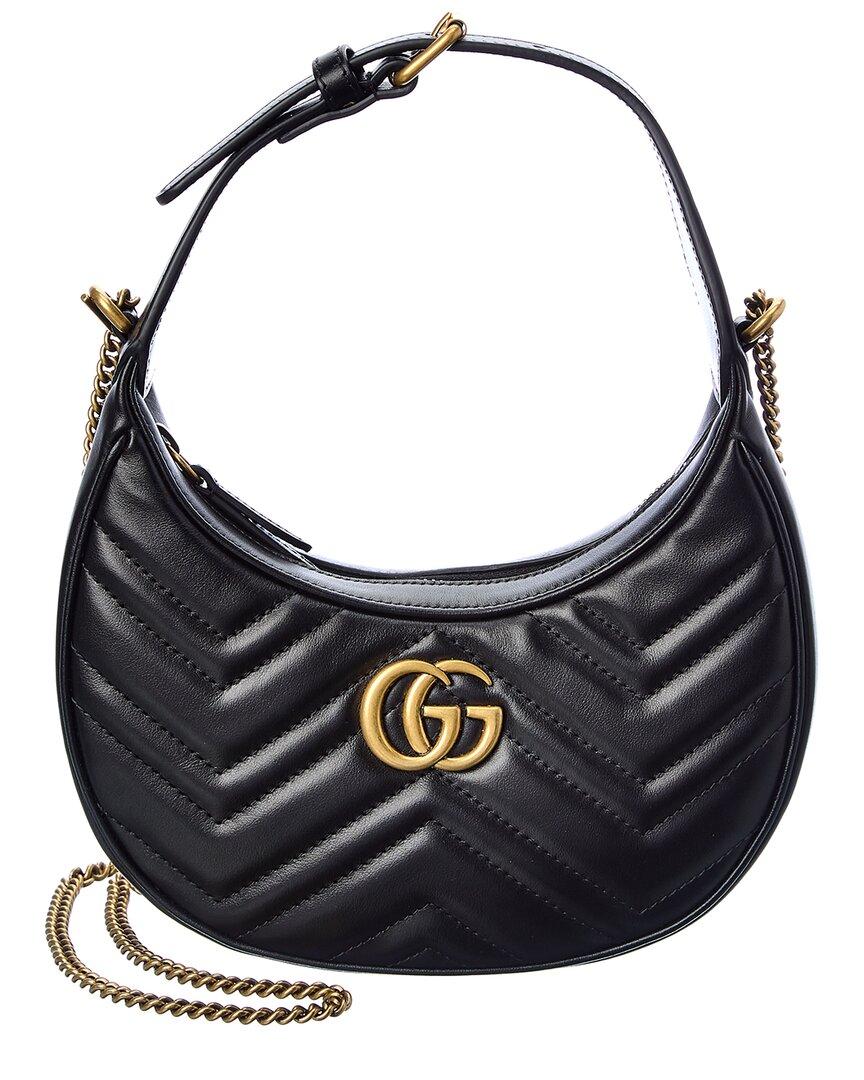 Gucci GG Marmont Half Moon Shaped Mini Leather Crossbody in Blue | Lyst