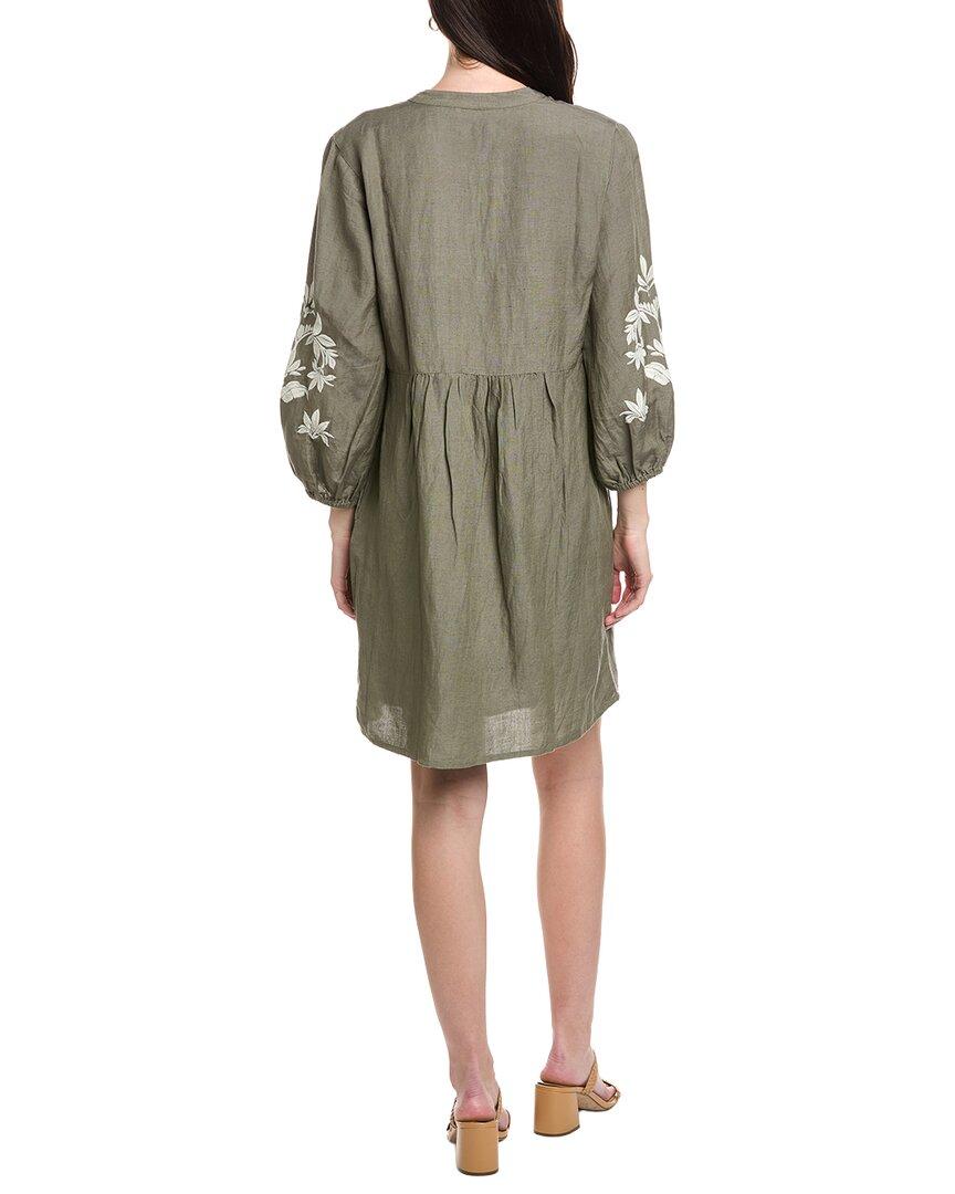 green emerald velvet dress Tommy Bahama Illusion Frond Balloon Sleeve Short Dress White main image 0