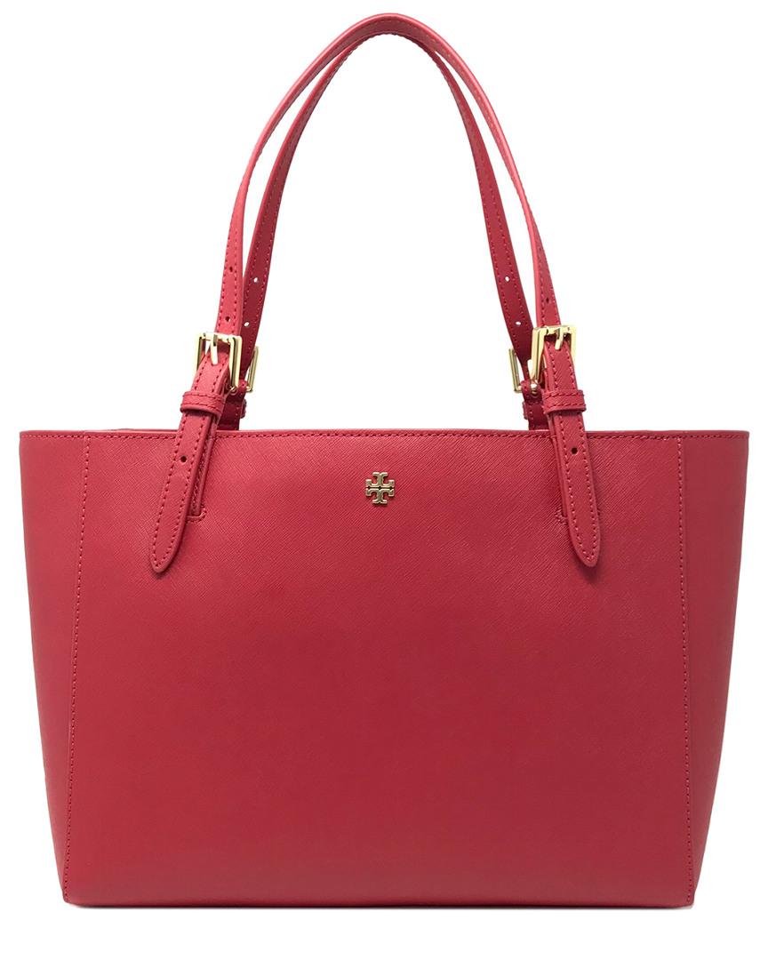 Tory Burch Emerson Small Leather Buckle Tote in Red Lyst