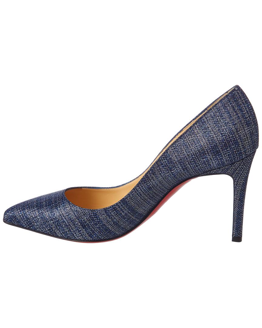 Christian Louboutin Pigalle 85 Lame Lux Denim Pump in Blue - Lyst