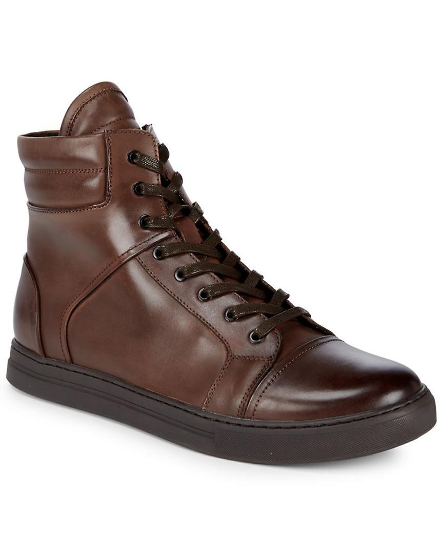 Kenneth Cole Round Toe Leather Ankle Boots in Brown for Men - Lyst