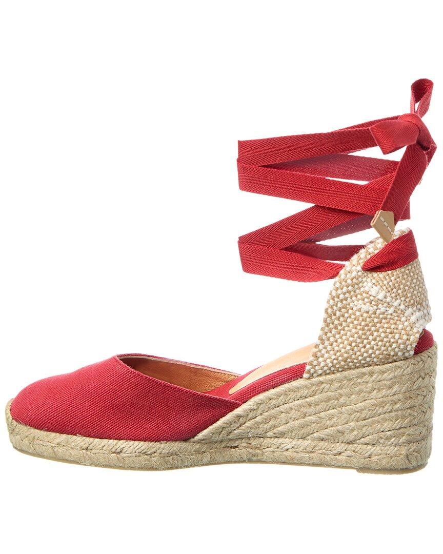 Castañer Carina Canvas Wedge Sandal in Red | Lyst UK