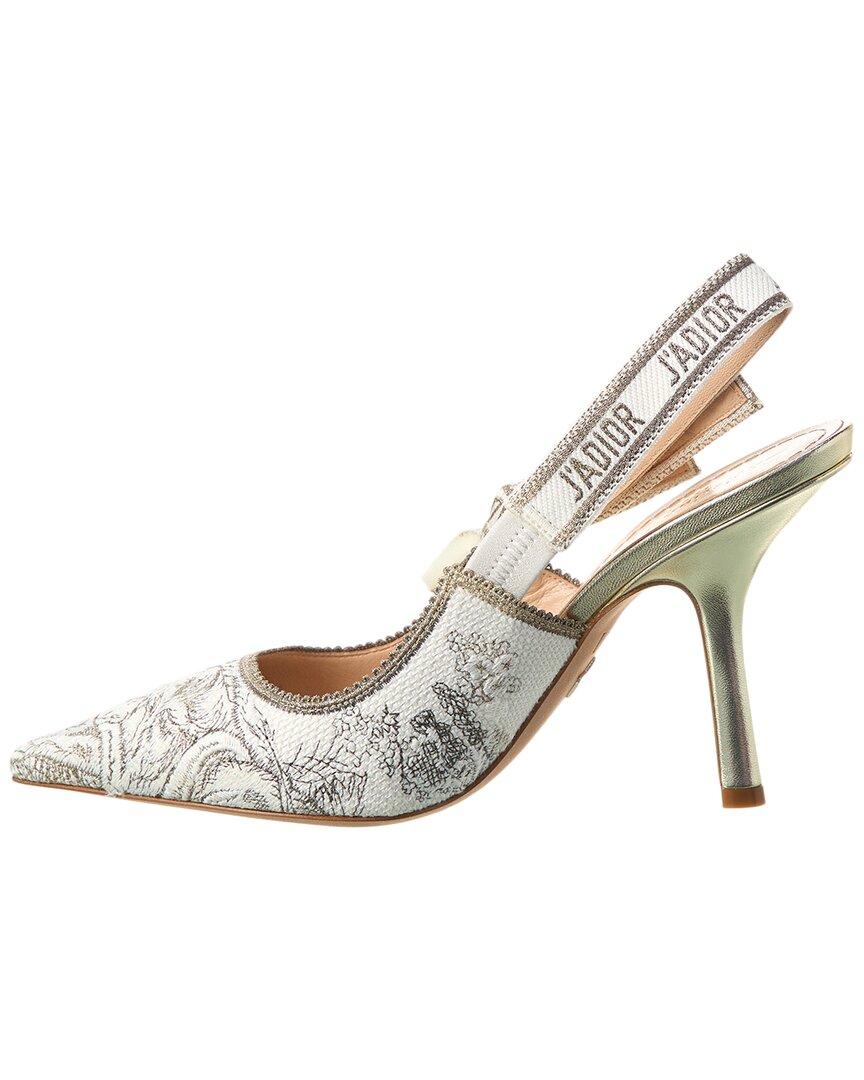 Dior J'a Canvas & Leather Slingback Pump in White | Lyst