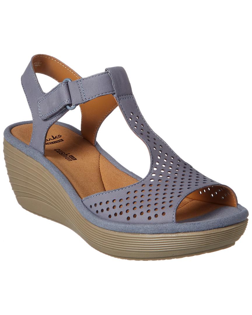 Clarks Collection Reedly Waylin Wedge Sandal in Blue | Lyst