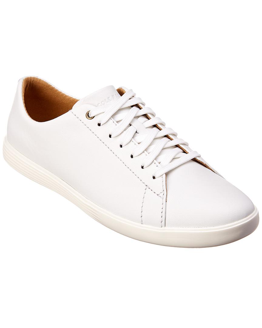 Cole Haan Grand Crosscourt Lace Leather Sneakers in Bright White/White ...