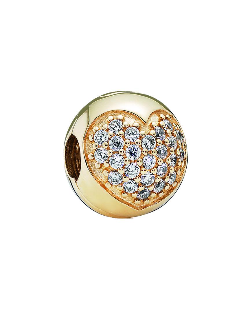 PANDORA 14k Cz Pave Heart Clip Charm in 