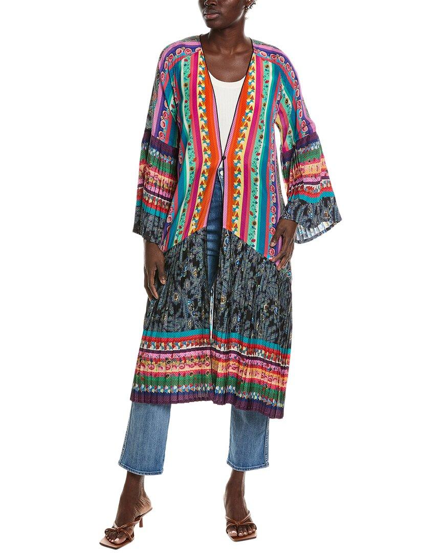 Johnny Was Gemma Pleated Silk Kimono In Black 