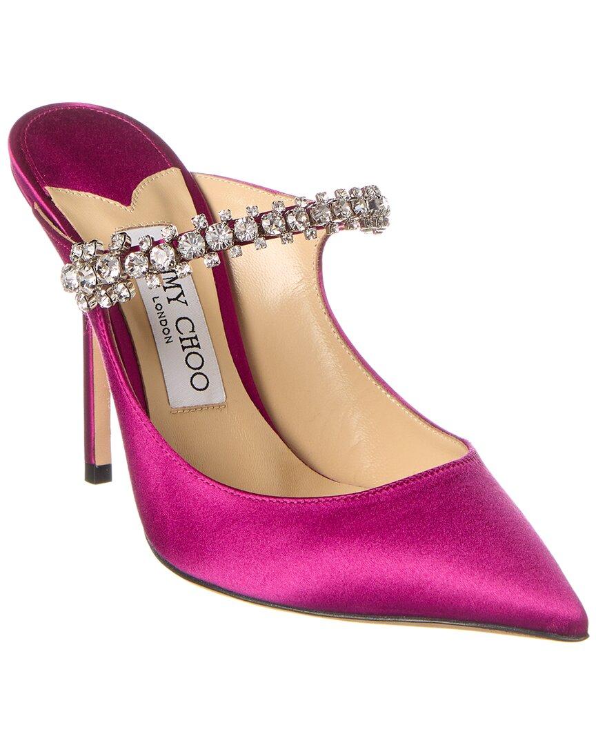 サンダル・ミュール JIMMY CHOO Bing 100 Candy Pink Satin Mules Jimmy Choo Bing 100 Candy Pink Satin Mules