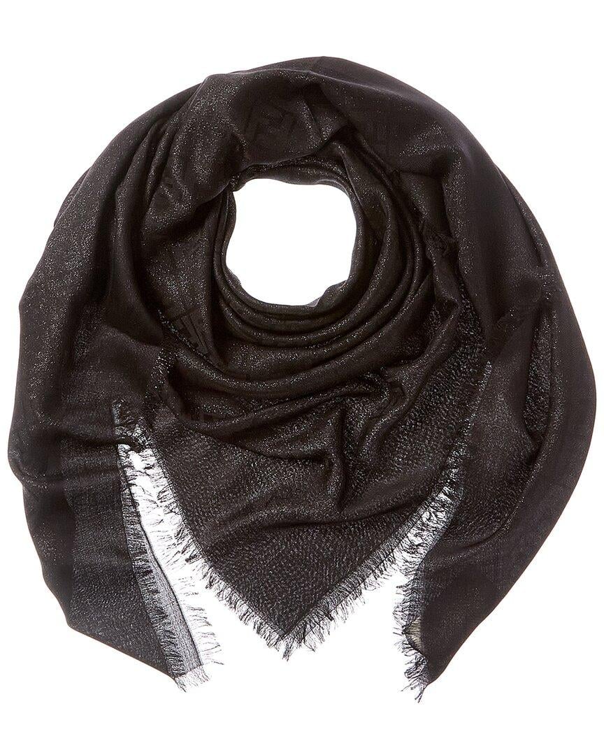 Fendi Silk Wool Blend Fringe Shawl in Black Lyst UK