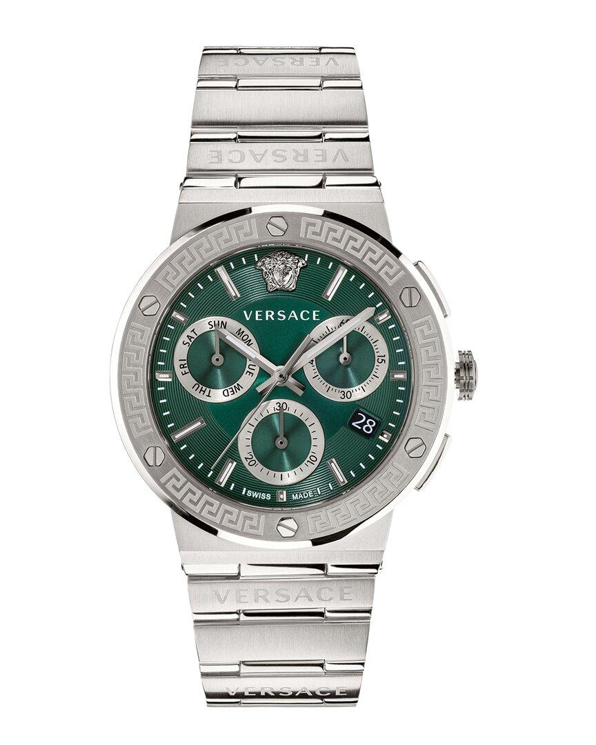 Versace Greca Logo Chrono Watch in Gray for Men Lyst