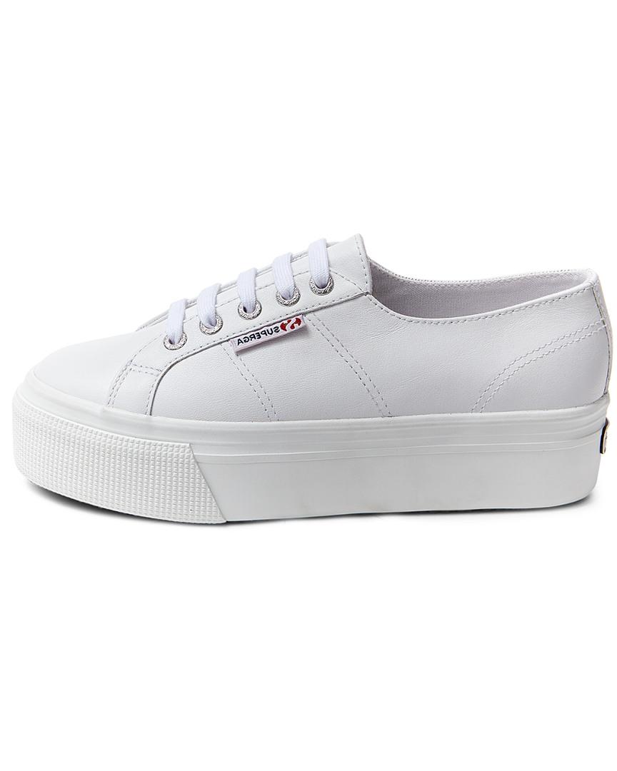 Superga 2790 Leather Platform Sneaker in White | Lyst