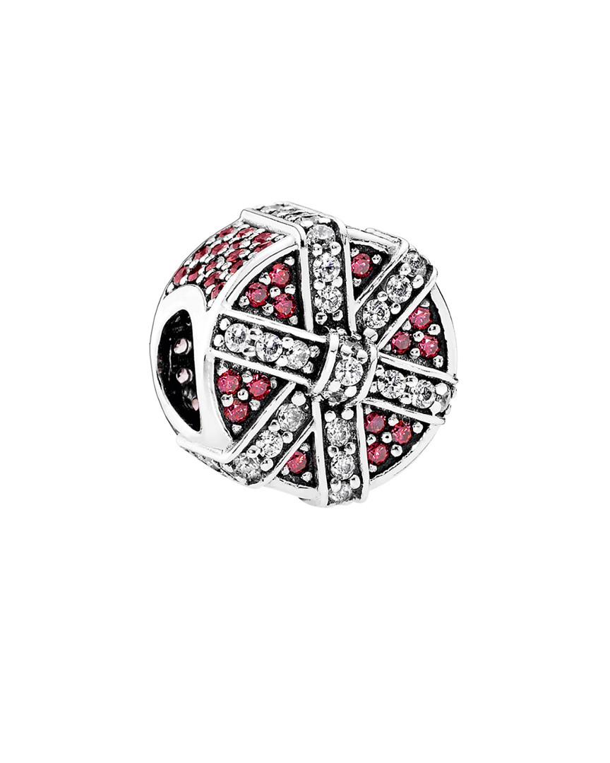 PANDORA Silver & Red Cz Shimmering Gift Charm in Pattern 