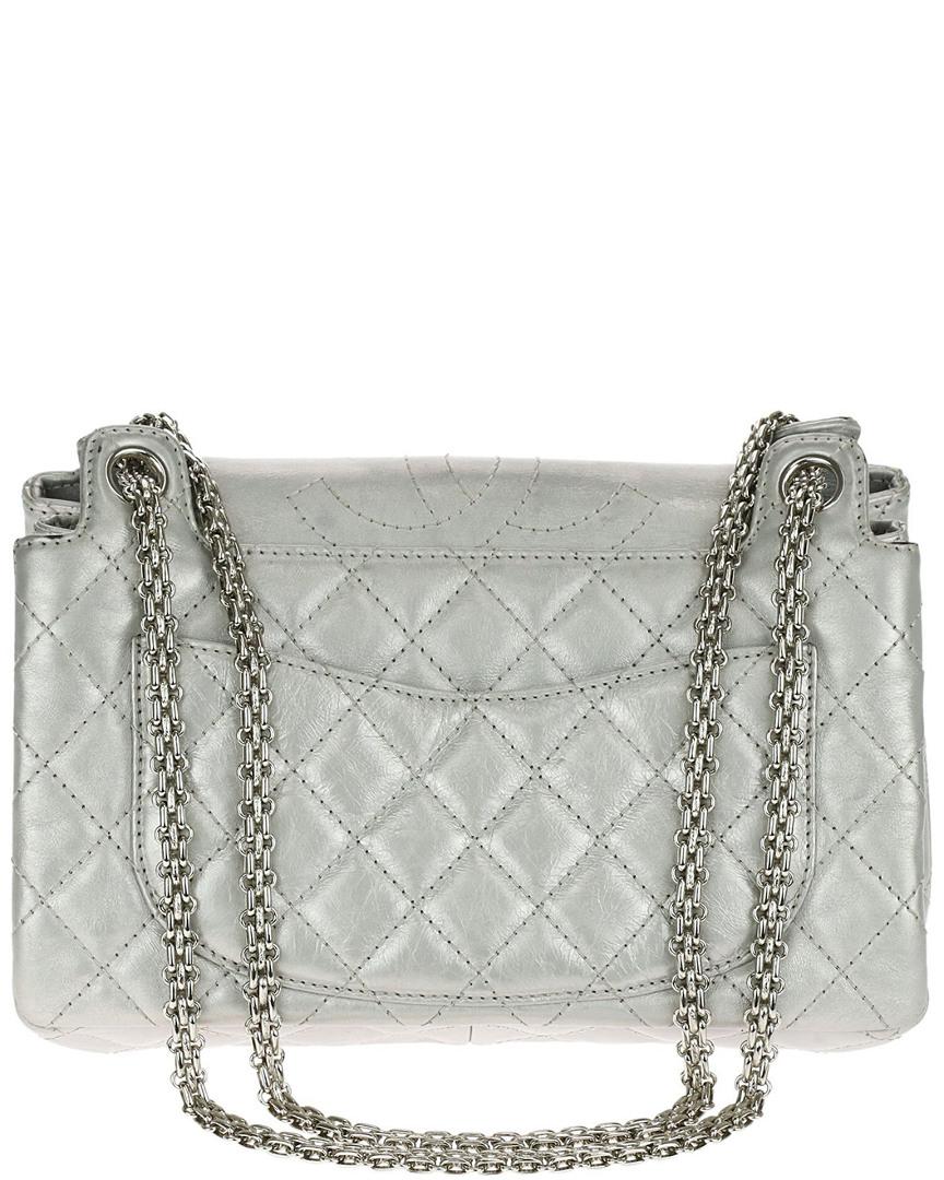 silver quilted bag