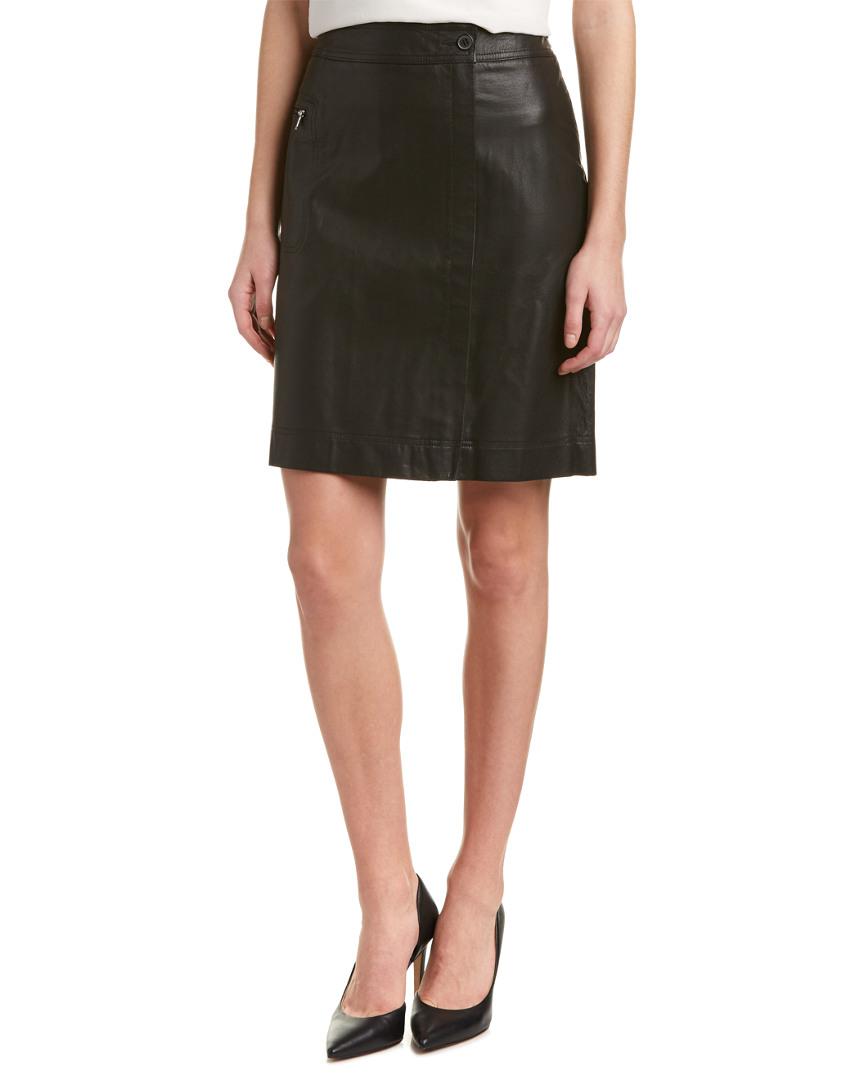 Anne Klein Leather Skirt in Black - Lyst
